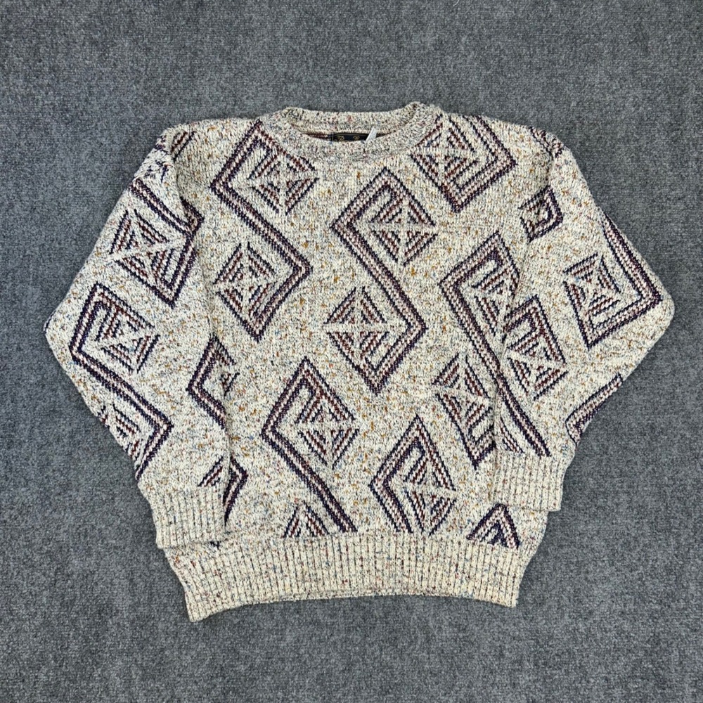 Vintage Kuppenheimer Premier Edition Cotton Geometric Confetti Sweater Mens L